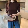 M-5XL Koreanischen Stil Frauen Crop Top Rollkragen Innen Kurzarm Einfarbig Slim Fit Plus Größe Hemd Tutle Neck Innen