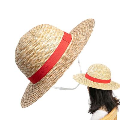 Stråhatt för män kvinnor, Multifunktionell Luffy Cosplay med snöre Sol Strandfest Resa Kostym för uppträdande Stråhattar