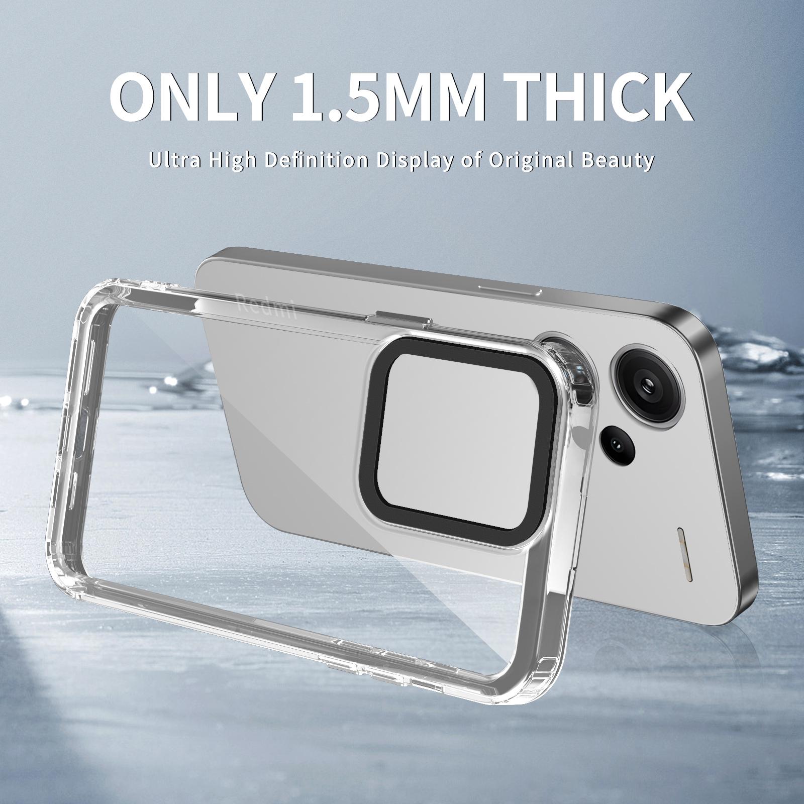 

For Xiaomi Redmi Note 13 Pro+ 5G Protective Case PC+TPU Clear Phone Protector Transparent Black
