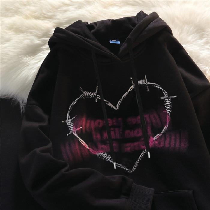 Streetwear Hoodie For Women With Letter Print Polyester Long Sleeve Casual Sweater