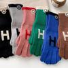 Korea Warm Extended Couple Letter Gloves Cold-proof Outdoor Cycling Sleeves Male Fingers Can Be Female