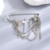 Fashion Heart Star Tassel Chain Brooch Simple Metal Pearl Multi-Layer Chain Brooches Charm Jewelry Decoration Accessories