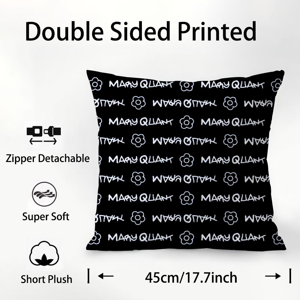 Fashion M-Mary-Q-Quant Pillow Case Plush Fabric Soft Double Sided Print Sofa Cushion Cover Throw Pillow Covers