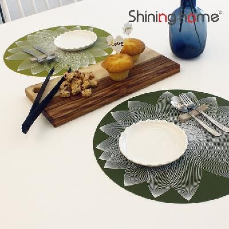 Lotus Flower Round Silicone Table Mat 2P Navy