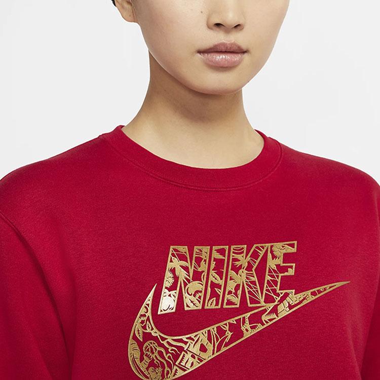 Nike Logo Letter Print Long Sleeve A-Line Dress Women Dresses Red CU3661-687