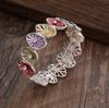 New oval petal splicing diamond bracelet, color painting oil women's high-end alloy elastic bracelet