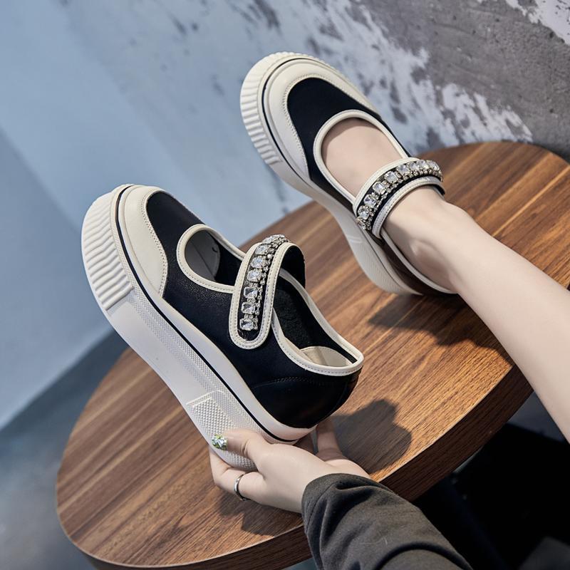 Female Height Increasing Shoes, Inner Height Increasing Women's Shoes, Mary Jane Shoes, Versatile, Breathable, Thin, White Shoes for Women
