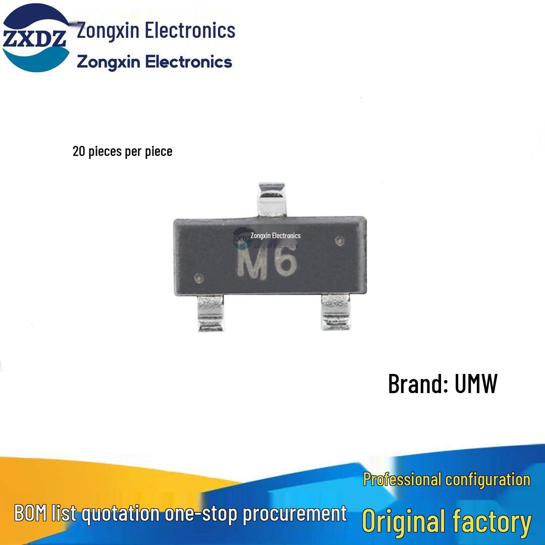 

S9015 M6 SOT-23 PNP транзистор, 45В 100мА, SMD, Упаковка 20 шт.