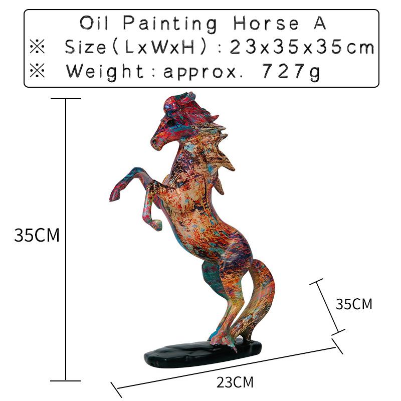Creative Resin Graffiti Art Horse Sculpture Decoration Paint Colorful Animal Statue Home Living Room Ornament Office Desk Crafts