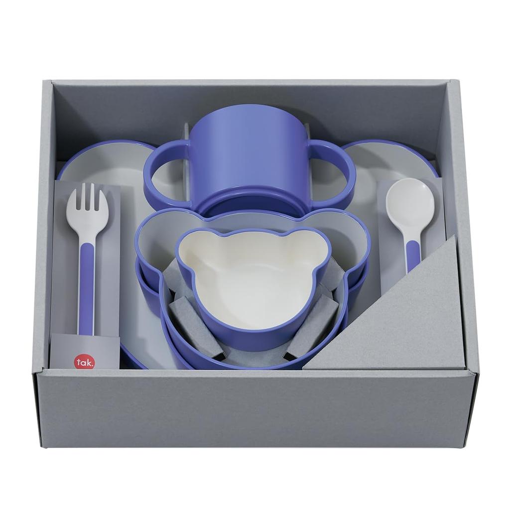 Tak KIDS DISH Gift Box Bear Lucky 7 Kids Dish Gift Box Bear Lucky Seven Violet Blue JTN-1030-VBL