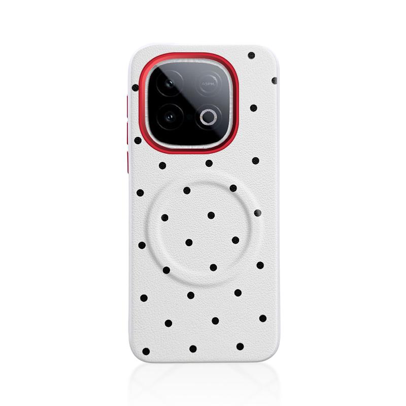 For Vivo iQOO Z10 Turbo Pro Case Wave Point Pattern Leather Magsafe Individual Metal Keys Matte Anti-Slip Grip Soft Case Cover