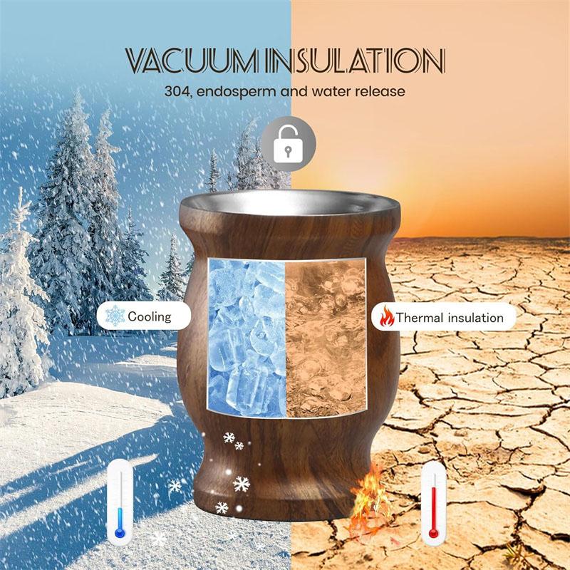 3er Set 8oz Yerba Mate Becher Yerba Kürbisbecher 304 Edelstahl Doppelwandiger Mate Kaffeebecher mit Reinigungsbürste und Bombillas