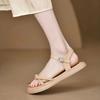 Fashion Ladies Shoes Outdoor Summer 2024 One Word Beach Open Toe Sandals for Women Flat Rubber Footwear Buckles No Heel Chic and Elegant