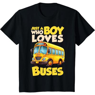 Kids School Bus Lover Just a Boy Who Loves Buses T-Shirt