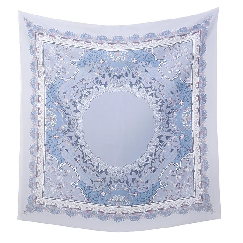 Novo Lenço Quadrado Hijab Estampado Floral de 110cm Cobertura de Cabeça de Verão Respirável para Mulheres Muçulmanas Xale da Moda Cachecóis Faixa de Cabeça