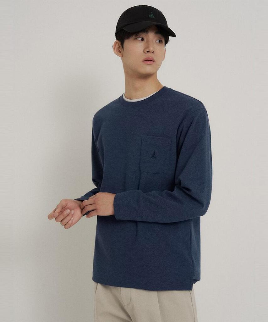 Binpolmen Melange Pocket Logo T-Shirt Navy