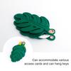 Keychain Pendant Monstera Leaf Shape Key Holder Imitation Leather Access Card Cover Bag Charm