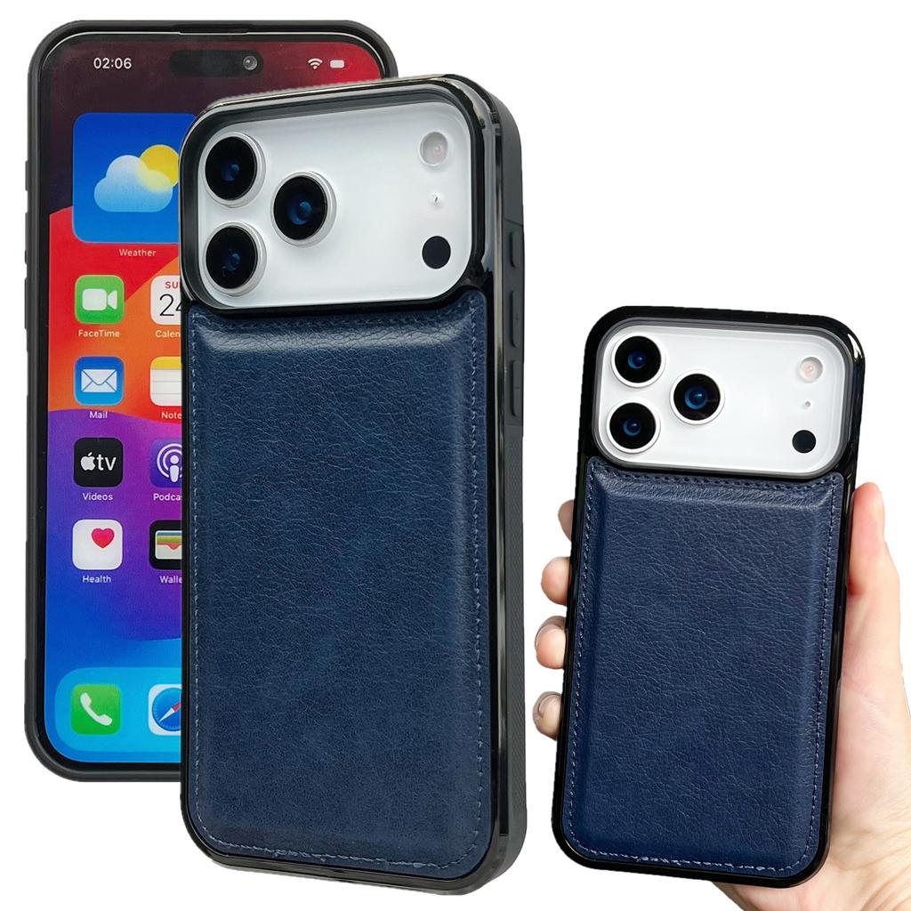 For iPhone 17 Pro Max Case Calf Texture PU Leather Anti Fingerprint Back Phone Cover