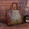 Johnature Retro Genuine Leather Handmade Women Bag First Layer Cowhide Large Capacity Handbag Embossed Shoulder Bags