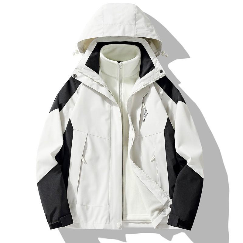 Unisex 3-in-1 Waterproof Windproof Outdoor Jacket With Fleece Liner Hiking Climbing Skiing Small Stature