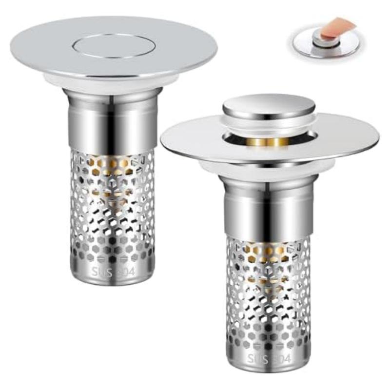 Universal Anti-Clog Push-Type Wash Basin Drain Filter and Deodorizing Stopper