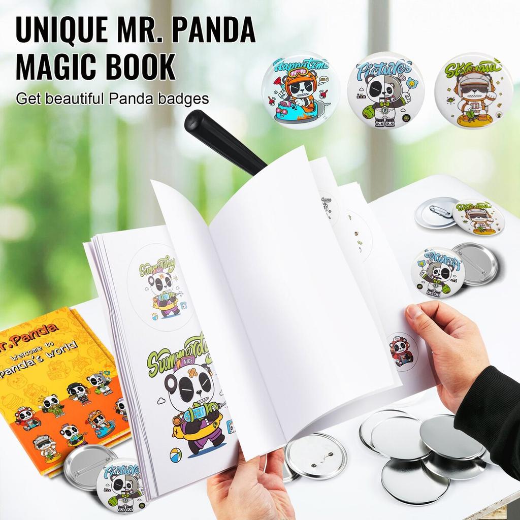 Button Maker Machine, Multiple Sizes 1+2.25 Inch Badge Punch Press Kit, Children DIY Gifts Pin Maker, Button Making Supplies with 500pcs Button Parts