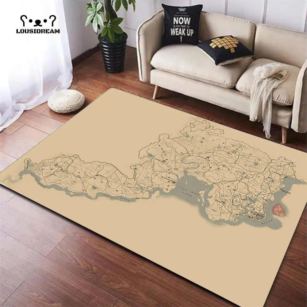 3D Middle Earth Map Large Carpet Rug for Home Living Room Bedroom Sofa Doormat Decor Vintage Fantasy Floor Mat for Library Study