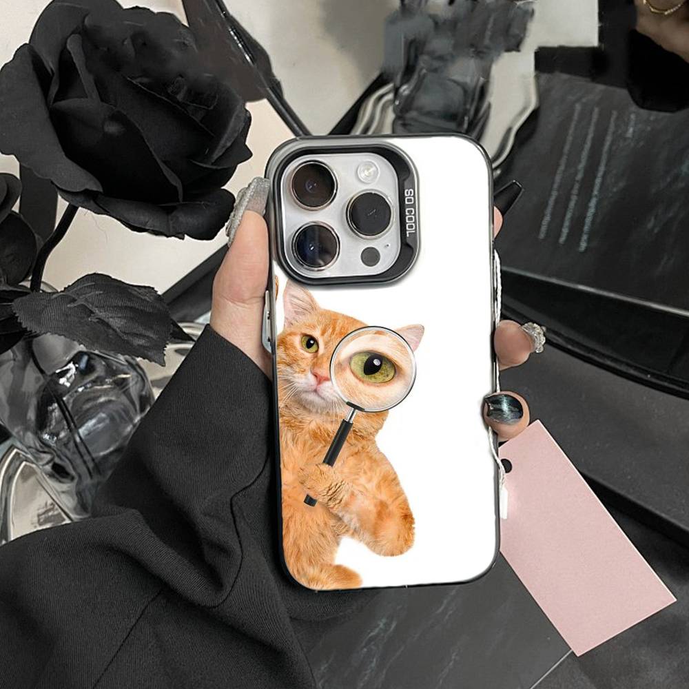 Goofy Cool Cats Big eyes Phone Case For iPhone 17,16,15,14,13,12,Pro MAX Black Matte Shockproof Cover