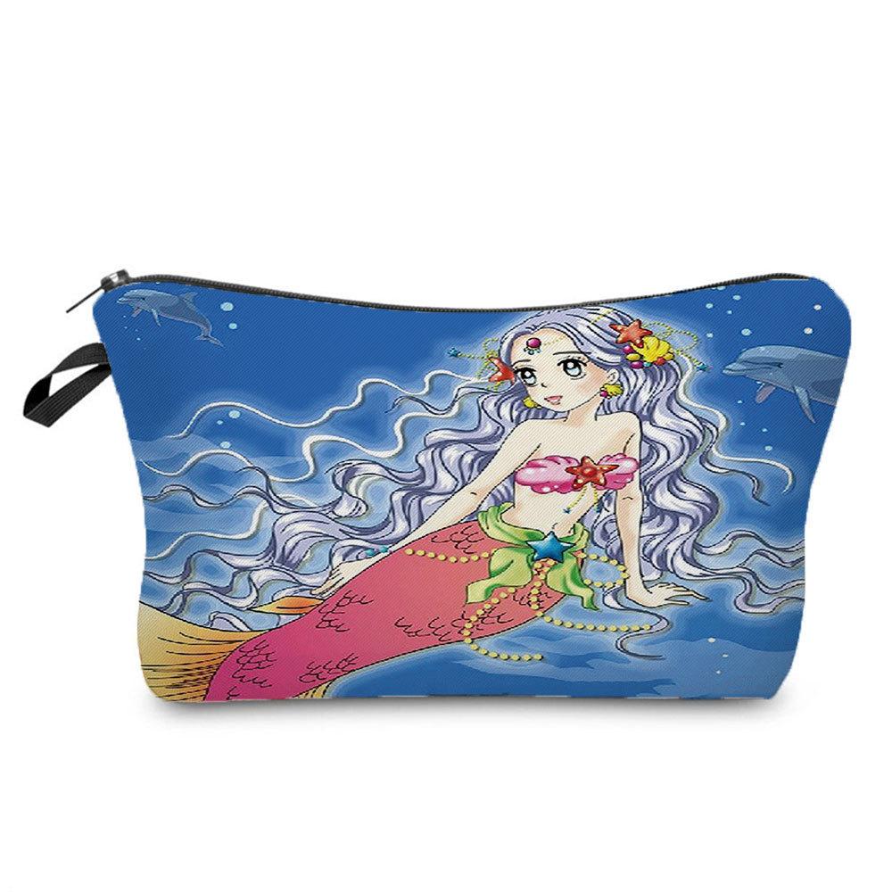 Women Marine life Print Cosmetic Bag Toiletries Organize Travel Storage Case 6862