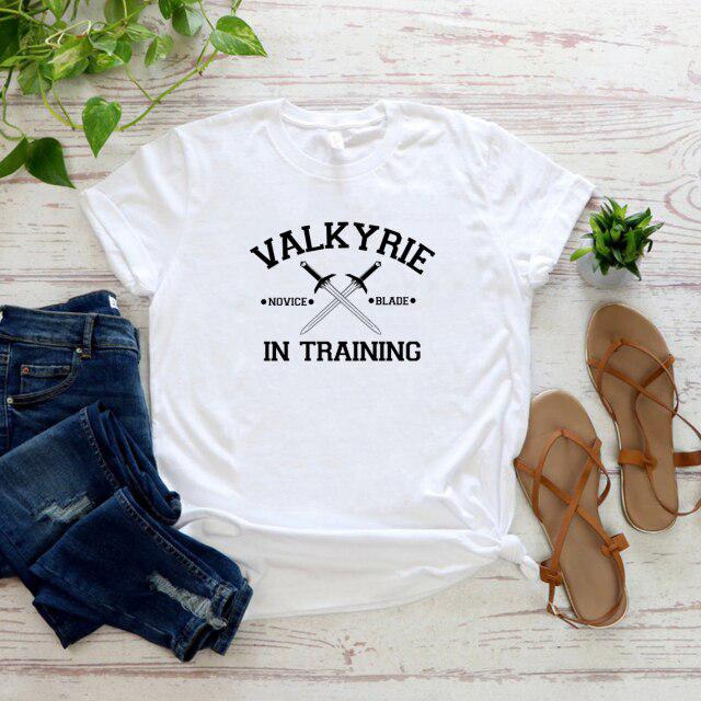 Valkyrie In Training T Shirt Sarah J Maas Shirt Night Court Bookish Gift Woman Tshirts Summer Top Graphic T Shirts