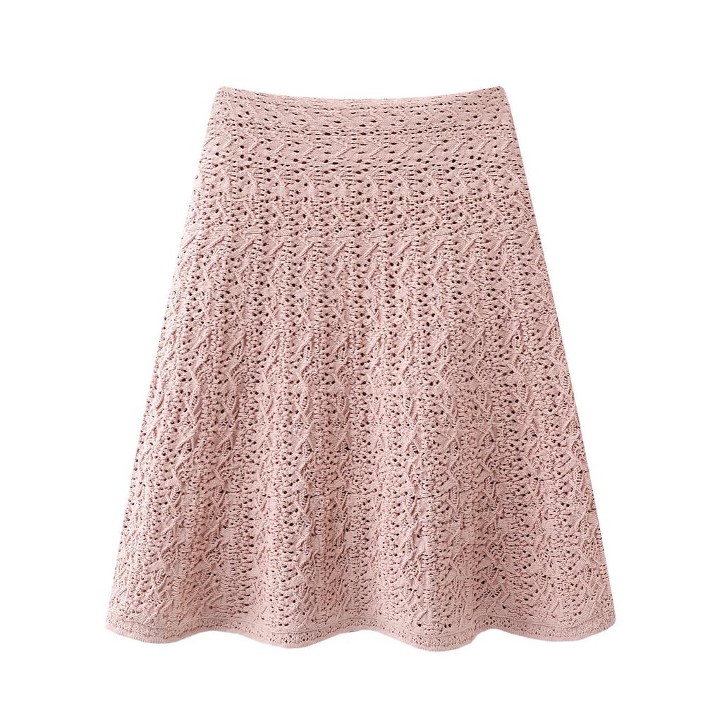 Available 2026 Spring High-Waisted A-Line Knit Midi Skirt for Women - Light Luxury Style, Slimming, Versatile & Simple.