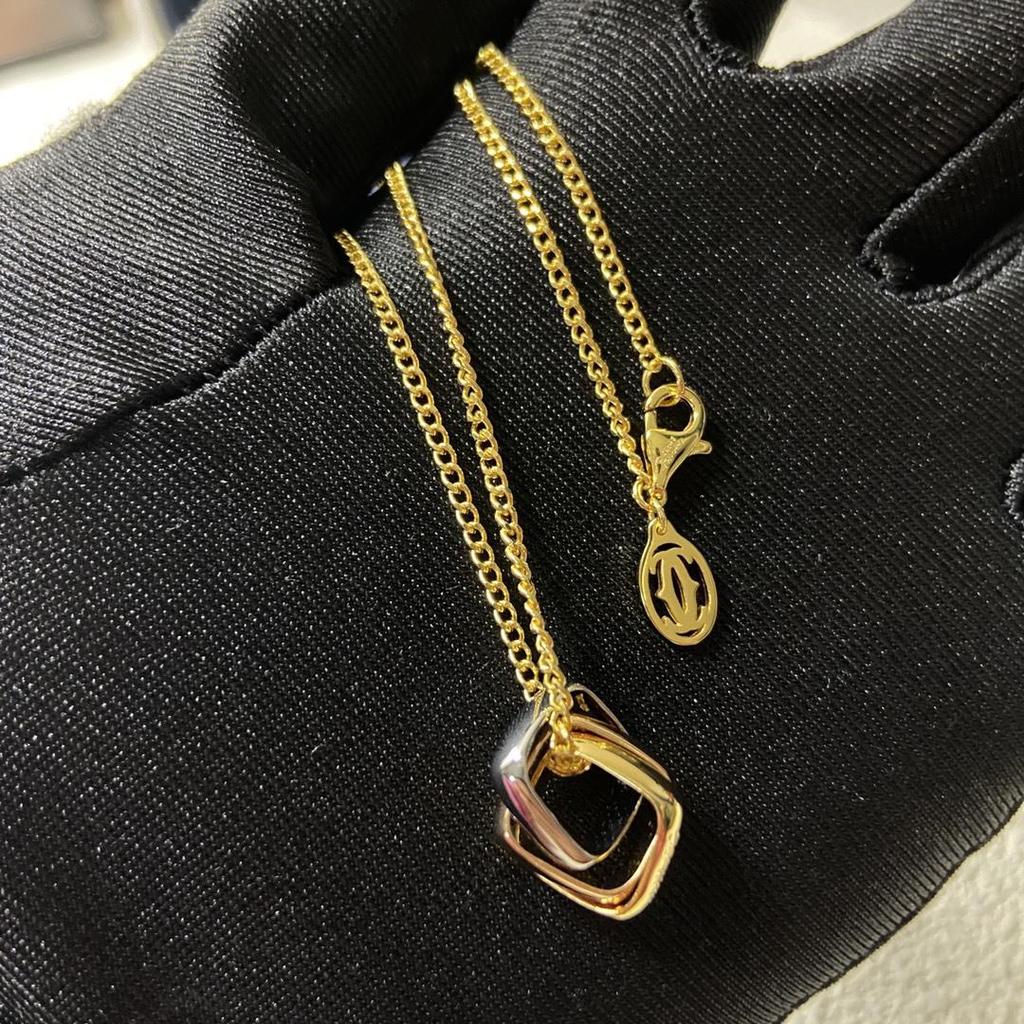 Kajia 925 Silver CNC Diamond Three-Tone Triple Ring Necklace
