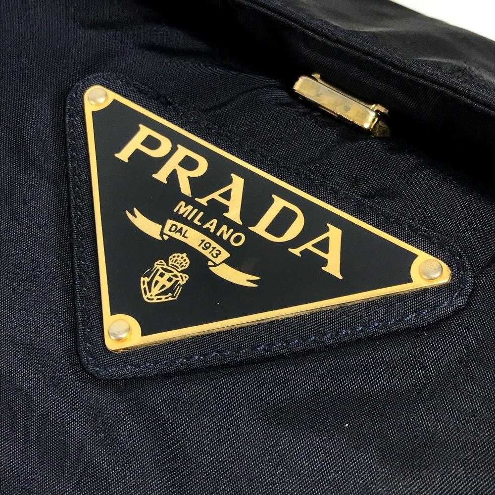 PRADA Big logo triangle logo plate Tote bag with metal handle and flap Hand Bag