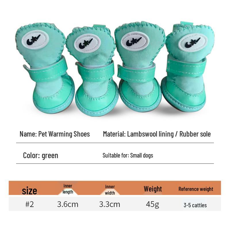 Durable Pet Warm Shoes with Lambswool Lining and Rubber Sole