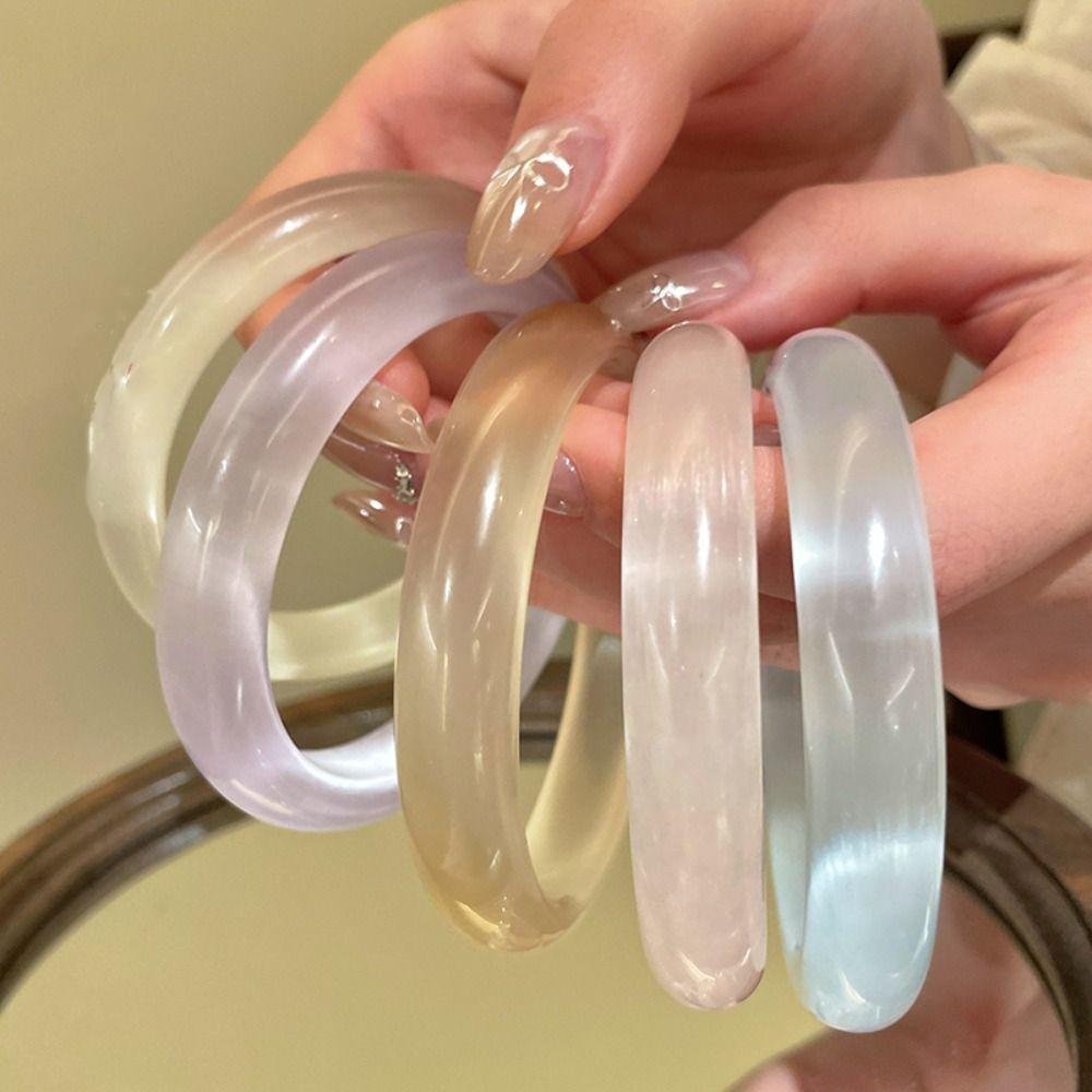 White Moonlight Circular Bracelet Round Opal Bracelet Unique Chinese Style Bangle  Spring Summer