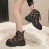 Fashion Platform Round Toe Lace-up Ankle Boots for Women Spring Autumn Print Booties Designer Luxury Sale New In Goth Woman Short Shoes