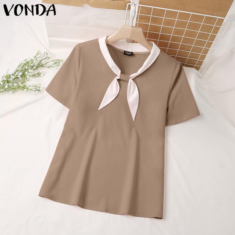 

Летние женские топы VONDA с ​​короткими рукавами и цветным бантом