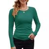 Women S Ribbed Solid Color Basic Long Sleeve T Shirt