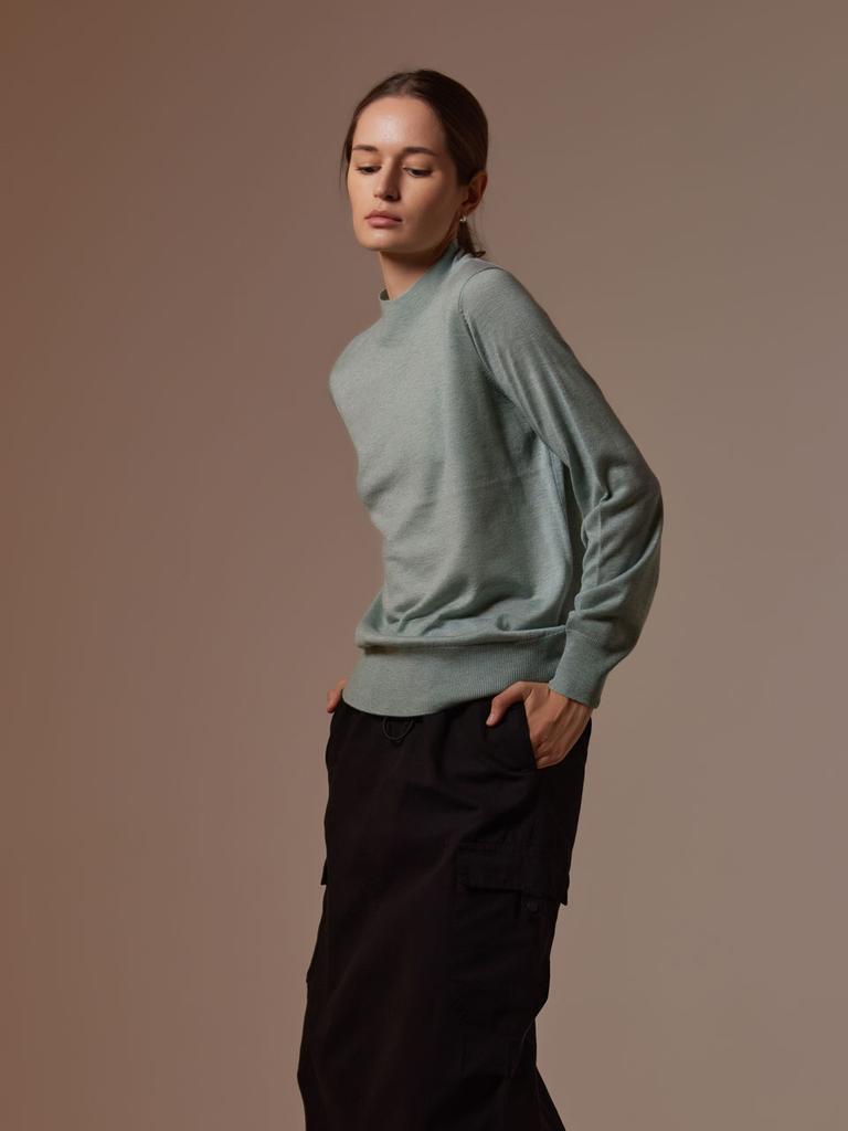 AYIHOLIC CASHMERE Mock Neck Merino Wool Knit