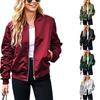 Women Oversized Bomber Jacket Zip Up Coat with Pockets Casual Fall Outfits