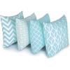 Set of 4 Double Sided Square Cushion Covers, 45cm Length X 45cm Width, Blue