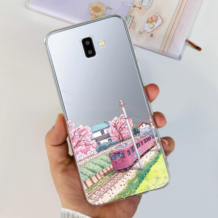 

Silicone Phone Case For Samsung Galaxy J4 J6 Plus J8 2018 Oil Flower Fashion Soft Back Cover on Samsung J6 2018 J6+ J610F Case J4 Plus 2018