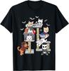 Camiseta a Juego Divertida de Gato Películas de Terror Gato Lindo de Halloween Amantes de los Gatos