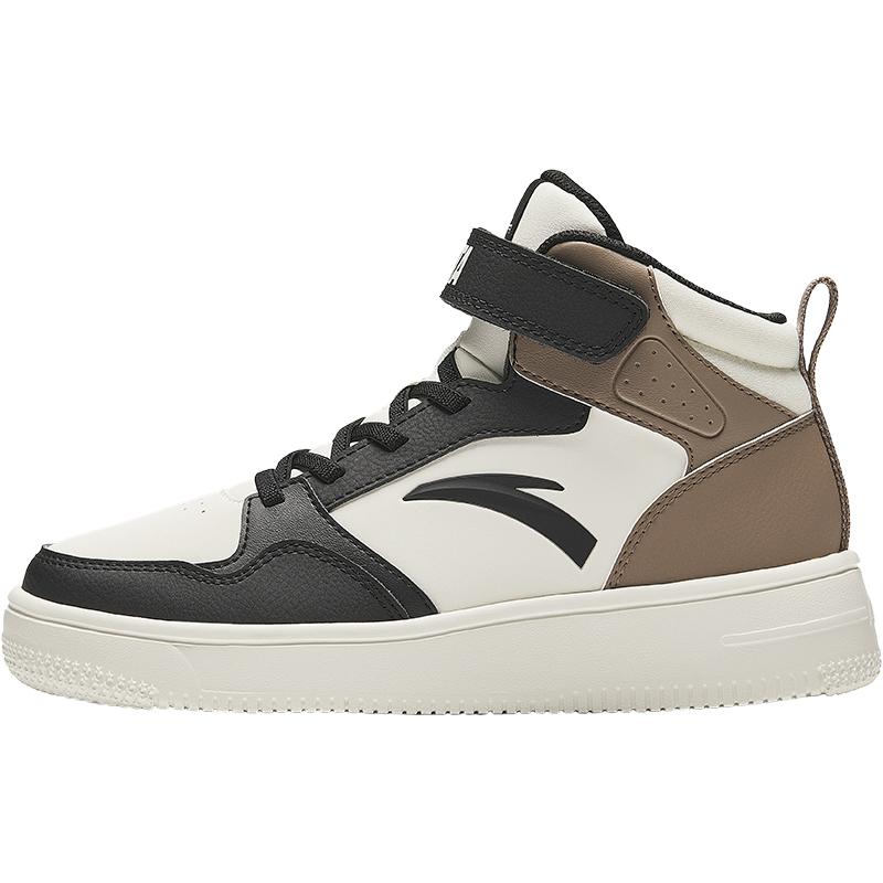 Anta Kids Synthetic Leather Simple Versatile Non-Slip Wear-Resistant Lightweight Shock-Absorbing High-Top Kids Skate Shoes Men Sneakers A12438004-1