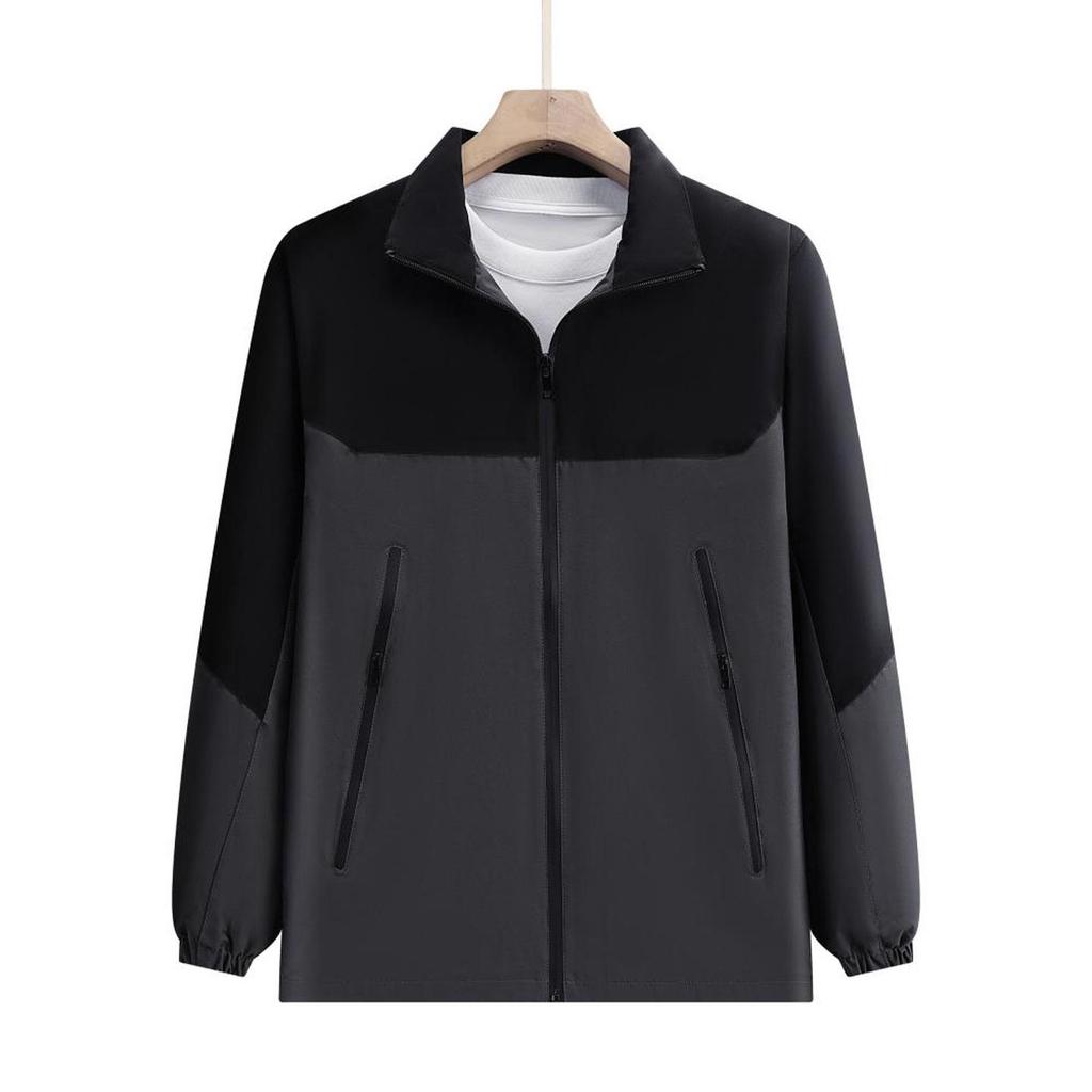 Unisex Farbblock Winddichte Wasserdichte Jacke mit Logo