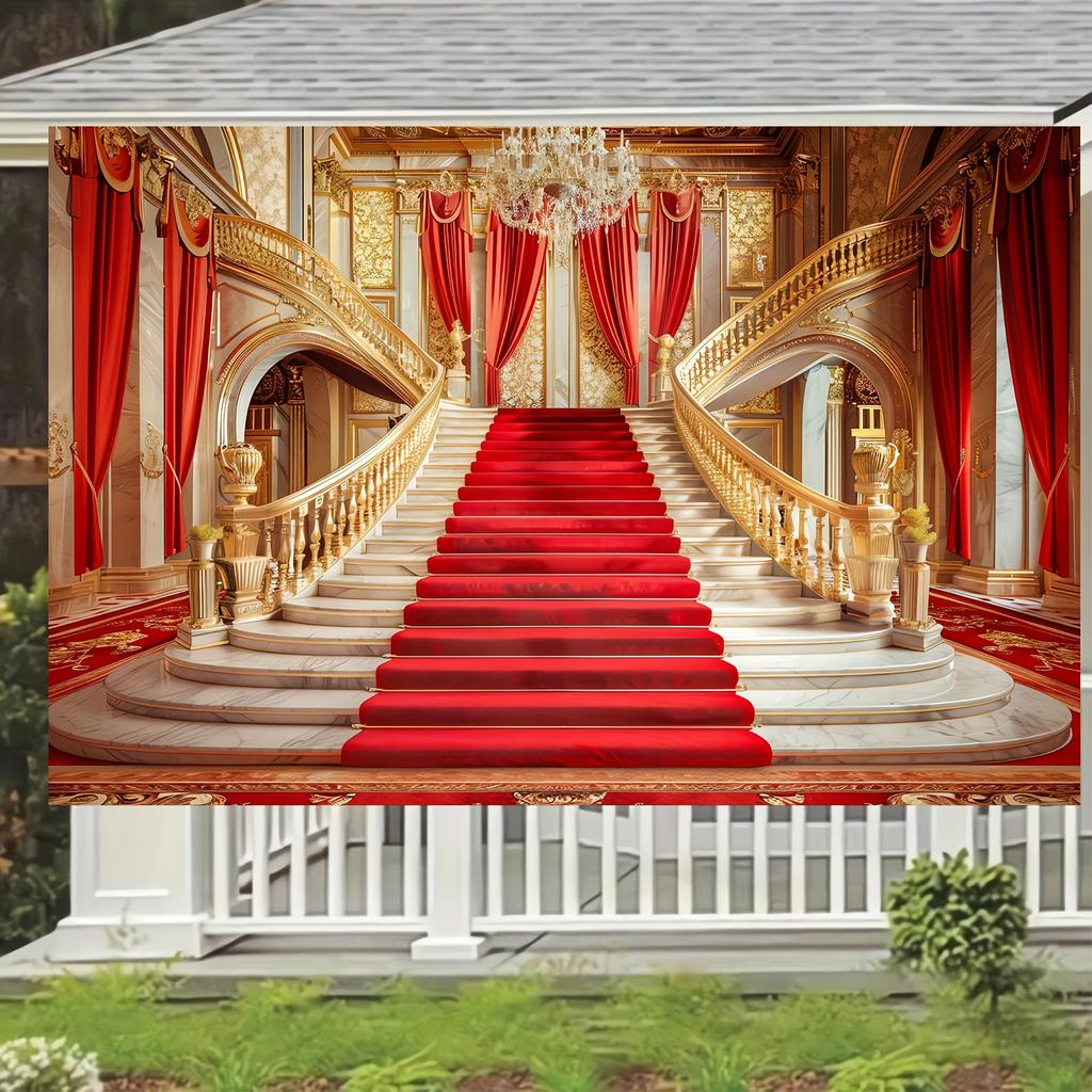 Luxury Red Carpet Palace Background, European Real Gold Background Photography Decoration