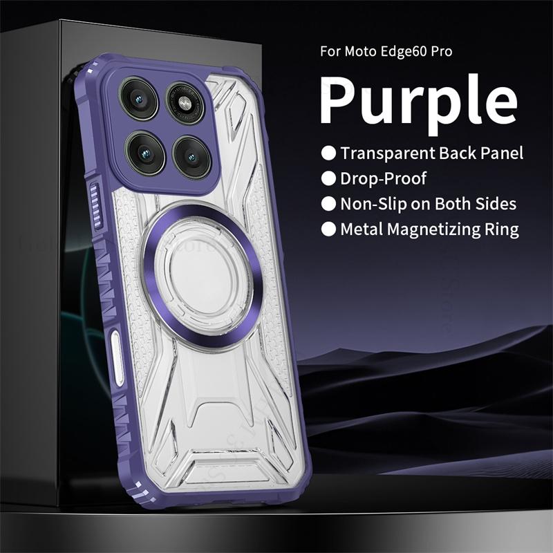 

Противоударный чехол-броня для телефона Magsafe для Motorola Edge 60 50 Fusion, гибридная прозрачная накладка военного класса для Moto Edge 60 50 Pro Edge 50 Pro фиолетовый
