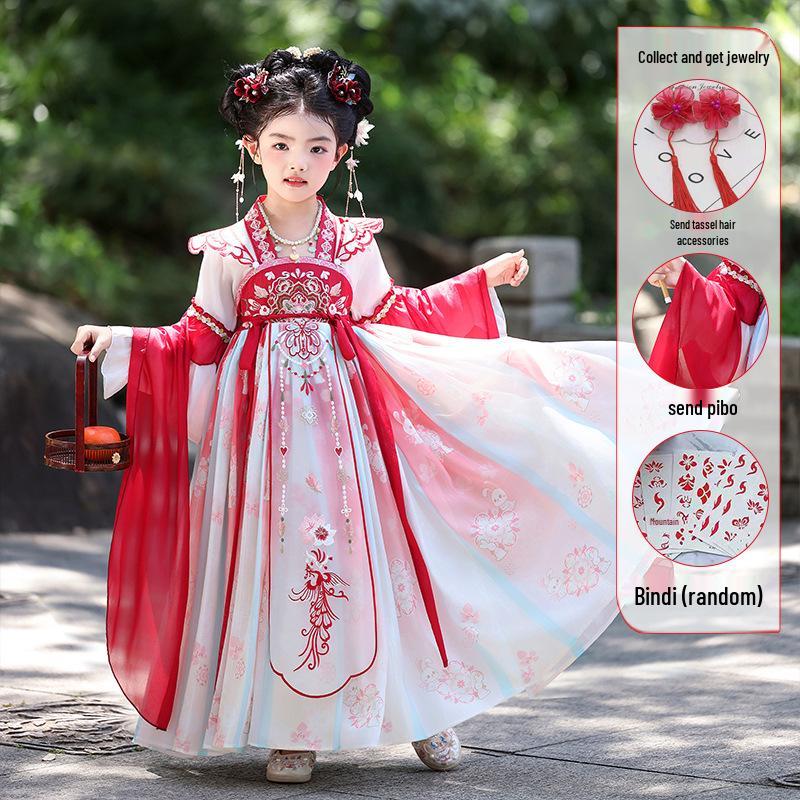 2025 Sommerstil Hanfu für Mädchen - Märchenhaftes Tang-Anzug-Kleid