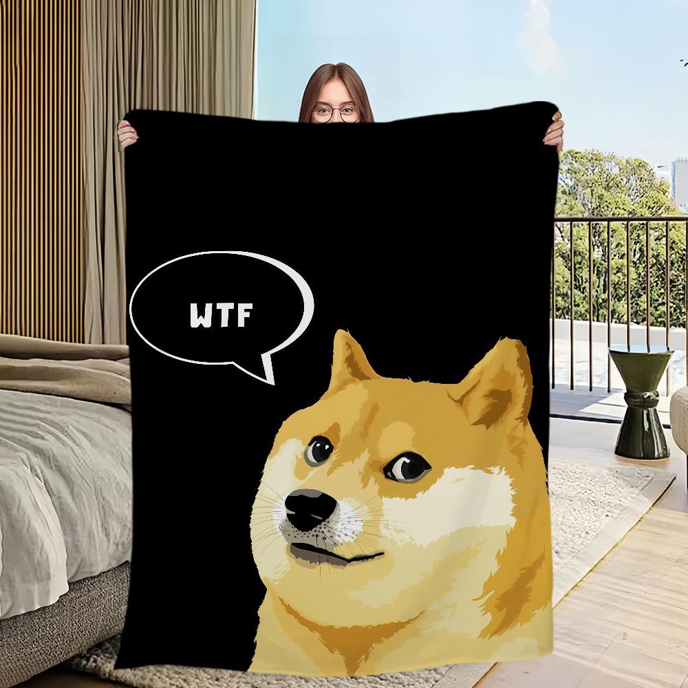 Funny Cute Meme C-Cheems Dog Home Flannel Warm Comfort Soft Plush Blanket For Sofa Living Room Office Bedroom Travel Gift