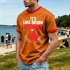 Top casual moda da uomo con stampa Lago ONTARIO, girocollo, elasticizzato, manica corta (, TRUE NORTH GRANDE, EST. 1615)